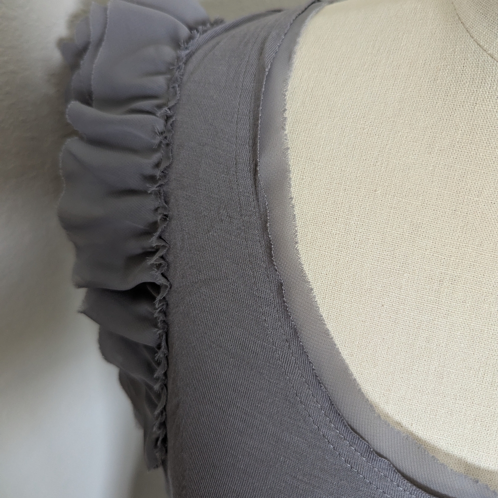 Gray Ruffle Sleeve Women's Top - Picture 6 of 8